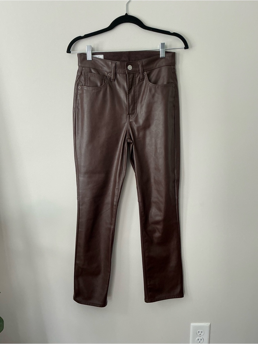 GAP Faux Leather Pants in Dark Brown